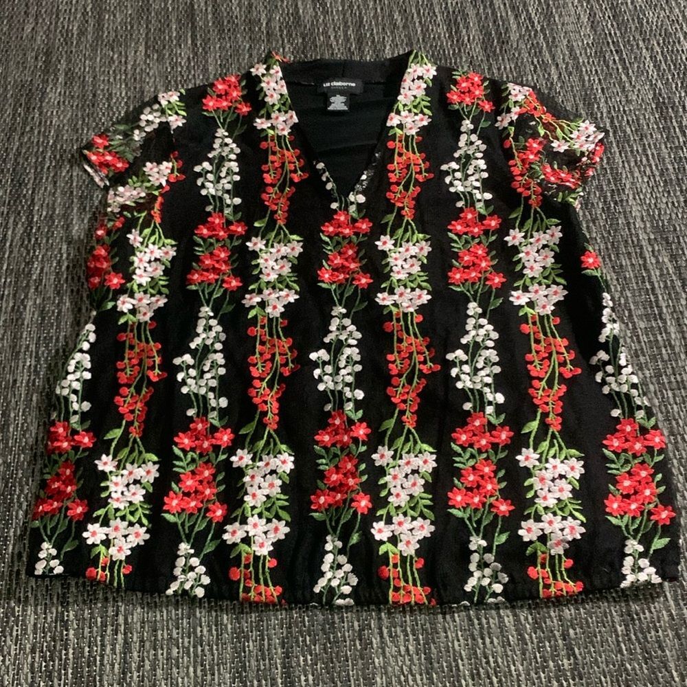 Liz Claiborne Floral Print Blouse size XL